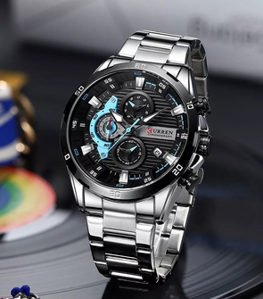 CURREN 8402 Silver Black